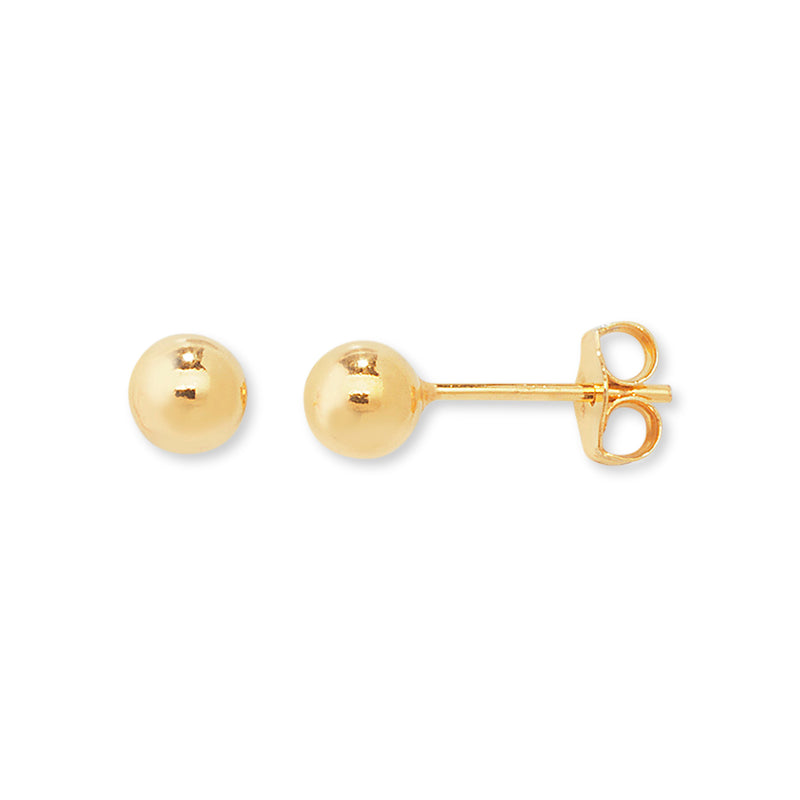 Sterling Silver with Gold Plating 5mm Ball Stud Earring