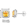 Square Citrine and White Cubic Zirconia Earrings - Hypoallergenic Sterling Silver for Ladies