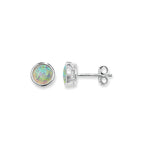 Sterling Silver Synthetic Opal Stud Earrings. Hypoallergenic Sterling Silver Earrings for women