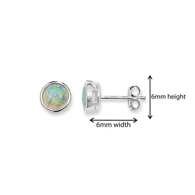 Sterling Silver Synthetic Opal Stud Earrings. Hypoallergenic Sterling Silver Earrings for women