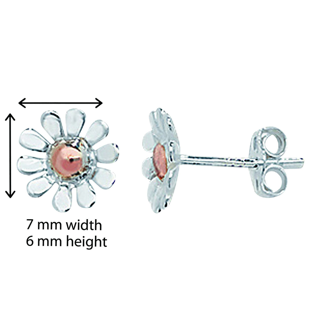 Kids Daisy Floral Earrings - Hypoallergenic Sterling Silver Earring for Women and Girls - 6mm * 7mm