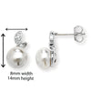 Sterling Silver Synthetic Pearl Leaf Drop Earrings. Hypoallergenic Silver Jewellery for women by Aeon