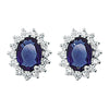 Sapphire and White Cubic Zirconia Stud Earrings - Hypoallergenic Sterling Silver Post Jewellery for Ladies