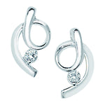 Sterling Silver Twist Drop Earring with White Cubic Zirconia - Hypoallergenic Silver Jewellery for women by Aeon - 14mm * 8mm