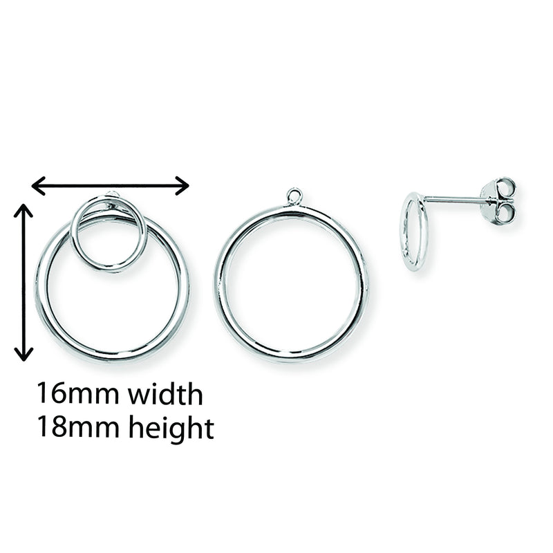 Sterling Silver Open Circles Jacket Earrings. Hypoallergenic Sterling Silver Earrings for Women