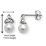 Sterling Silver Celtic Pearl Drop Earrings. 11mm * 6mm 925 Hypoallergeneric  Pearl Celtic Drop Earrings For Women