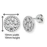 Round Circles Cubic Zirconia Stud Earrings.  Hypoallergenic Silver Earrings For Women