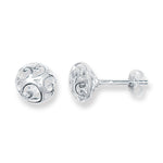 Sterling Silver Filigree Ball Stud Earrings .  Hypoallergenic Sterling Silver Earrings for women by Aeon