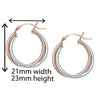 Sterling Silver 2 Tone Hoop Sleeper Earring - Hypoallergenic Jewellery for Ladies by Aeon- 23mm * 21mm