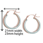 Sterling Silver 2 Tone Hoop Sleeper Earring - Hypoallergenic Jewellery for Ladies by Aeon- 23mm * 21mm