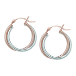 Sterling Silver 2 Tone Hoop Sleeper Earring - Hypoallergenic Jewellery for Ladies by Aeon- 23mm * 21mm