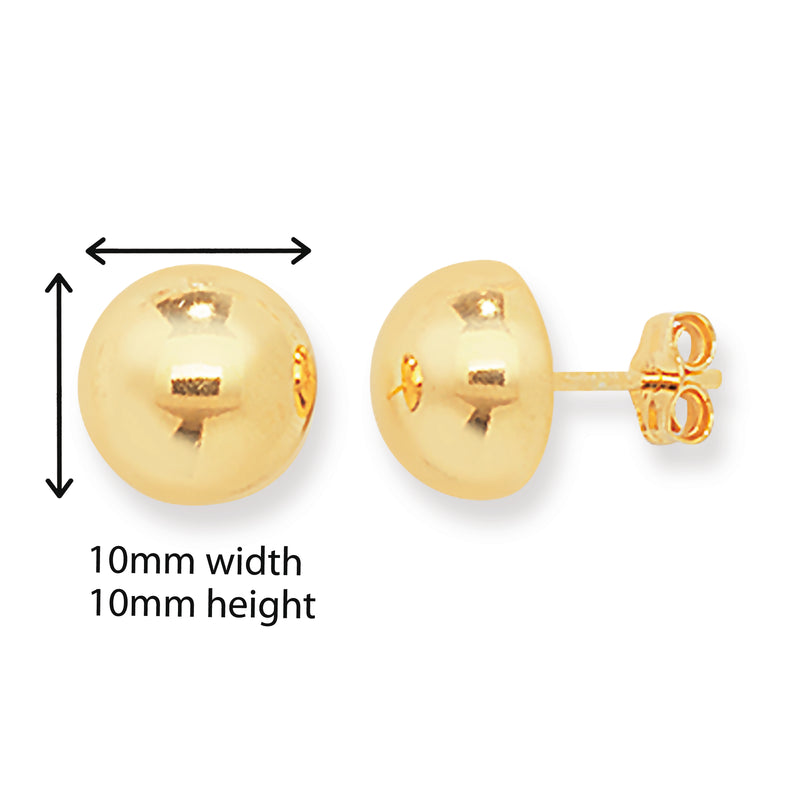 Sterling Silver Half Ball Stud Earrings With Gold Plating. Hypoallergenic Sterling Silver Earrings for women by Aeon