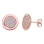 Rose Gold Plated Pave Set Drop Earring - Hypoallergenic Sterling Silver Jewellery for Women