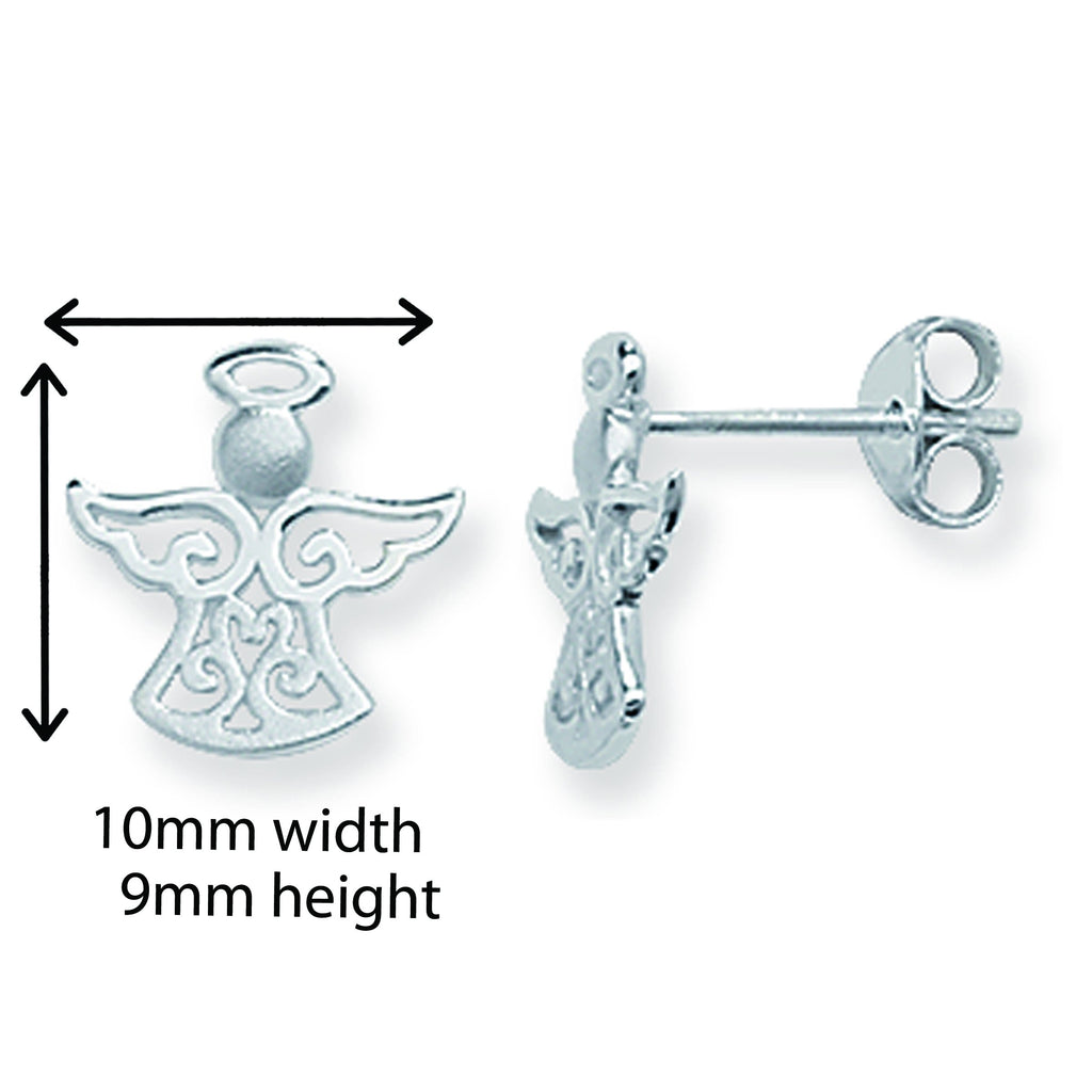 Cut Work Angel Stud Earrings.  Hypoallergenic Sterling Silver Stud Earrings For Women