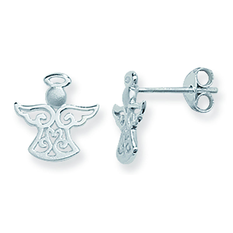 Cut Work Angel Stud Earrings.  Hypoallergenic Sterling Silver Stud Earrings For Women