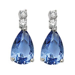 Sapphire and White Pear Drop Earrings - Hypoallergenic Silver Jewellery for women by Aeon