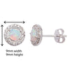 Synthetic Opal White Cubic Zirconia Round Earrings - Hypoallergenic Sterling Silver Earrings for Women