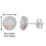 Synthetic Opal White Cubic Zirconia Round Earrings - Hypoallergenic Sterling Silver Earrings for Women