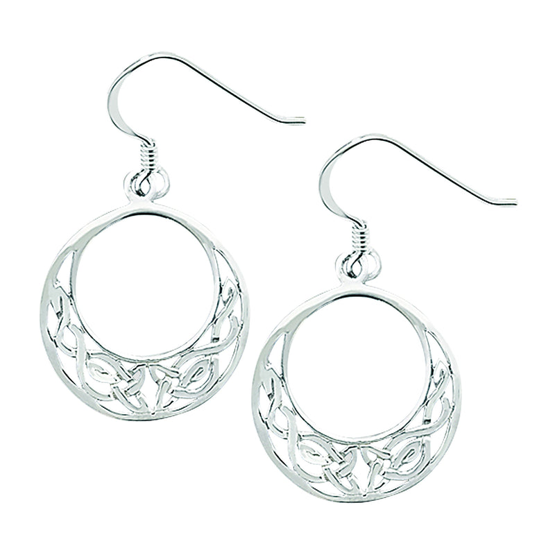 Sterling Silver Celtic Design Circle Drop Earring - - Hypoallergenic Jewellery for Women - 12mm * 17mm