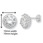 Sterling Silver Cubic Zirconia Stud Earrings.  Hypoallergenic Silver Stud Earrings For Women.