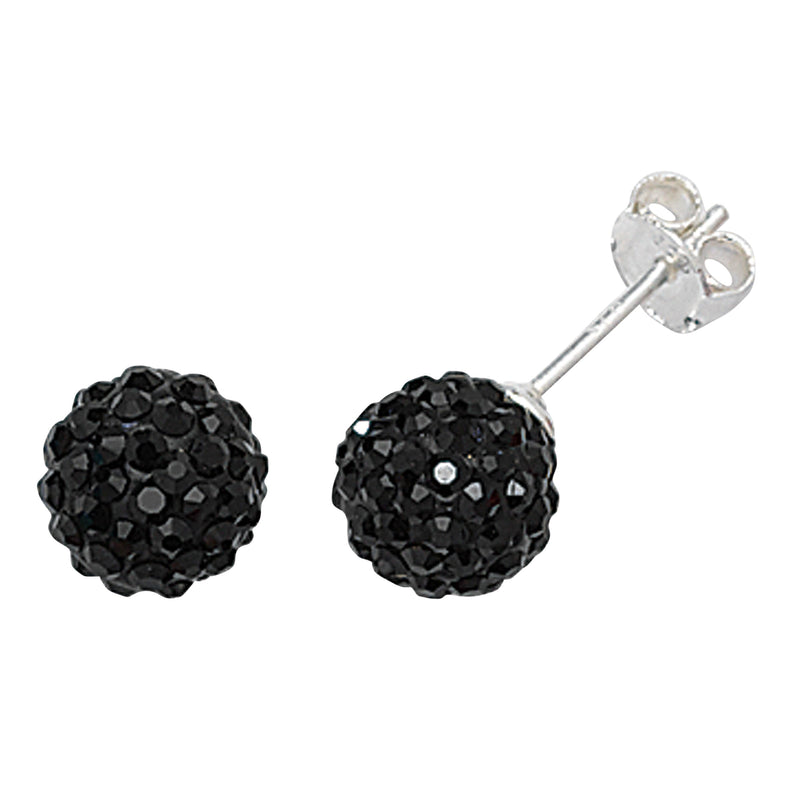 Black Crystal Drop Earrings - Hypoallergenic Sterling Silver for Ladies