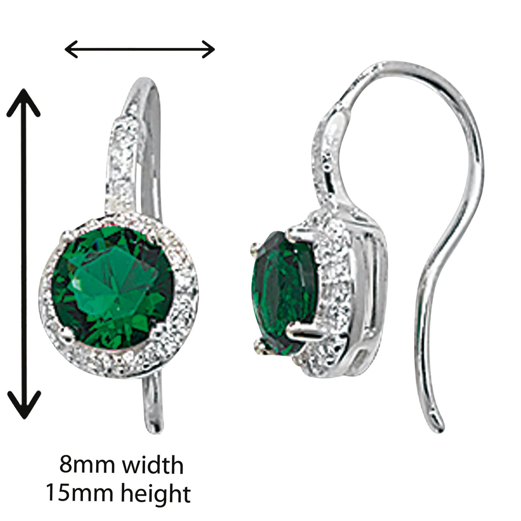 Emerald Round Drop Earrings - Hypoallergenic Silver Jewellery for women by Aeon