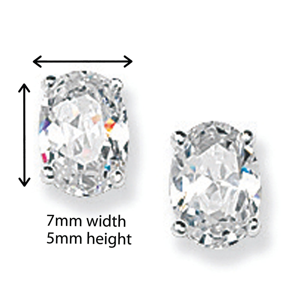 Sterling Silver Oval Studs Earrings with Cubic Zirconia. Hypoallergenic Silver Star Stud Earrings For Women