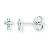 Small Cubic Zirconia Cross Stud Earrings. Hypoallergenic Silver Stud Earrings for Women