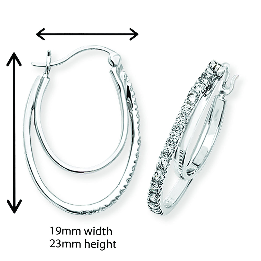 Sterling Silver Double Solid Sleeper Hoop Earrings - Hypoallergenic Jewellery for Ladies by Aeon