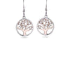 Sterling Silver Tree of Life Earrings set with Cubic Zirconia and Rose Gold Plating. Hypoallergenic Sterling Silver Earrings for women