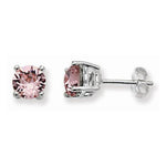 Sterling Silver Swarovski Pink Crystal 6mm Stud Earrings