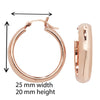 Sterling Silver Rose Gold Plated Round Sleeper Hoop Earring - Hypoallergenic Jewellery for Ladies by Aeon- 20mm * 25mm