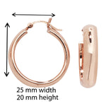 Sterling Silver Rose Gold Plated Round Sleeper Hoop Earring - Hypoallergenic Jewellery for Ladies by Aeon- 20mm * 25mm