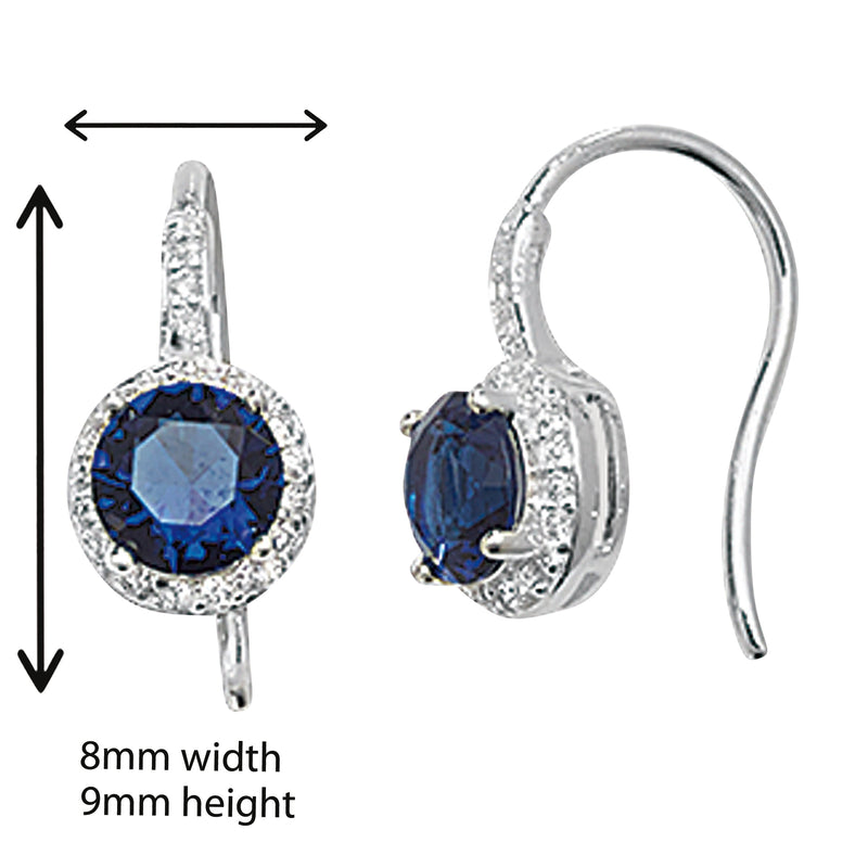 Sapphire Round Drop Earring - Hypoallergenic Silver Jewellery for women by Aeon - 9mm * 8mm