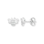 Kids Bee Stud Earrings with Cubic Zirconia. Hypoallergenic Sterling Silver Earrings for kids