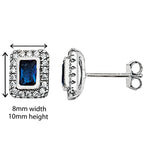 Sapphire and White Cubic Zirconia Earring - Hypoallergenic Silver Jewellery for women by Aeon - 10mm * 8mm