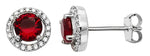 Ruby and White Cubic Zirconia Earring - Hypoallergenic Sterling Silver Earrings for Women