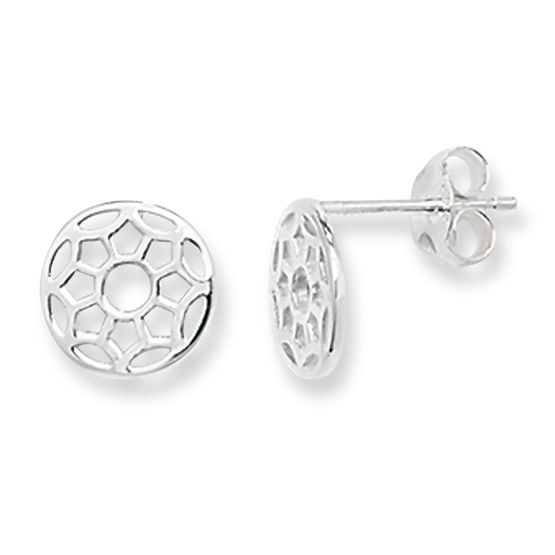 Sterling Silver Open Flower Stud Earrings. Hypoallergenic Sterling Silver Earrings for women by Aeon