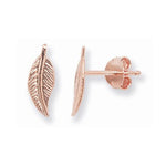 Sterling Silver Rose Gold Plated Leaf Earring