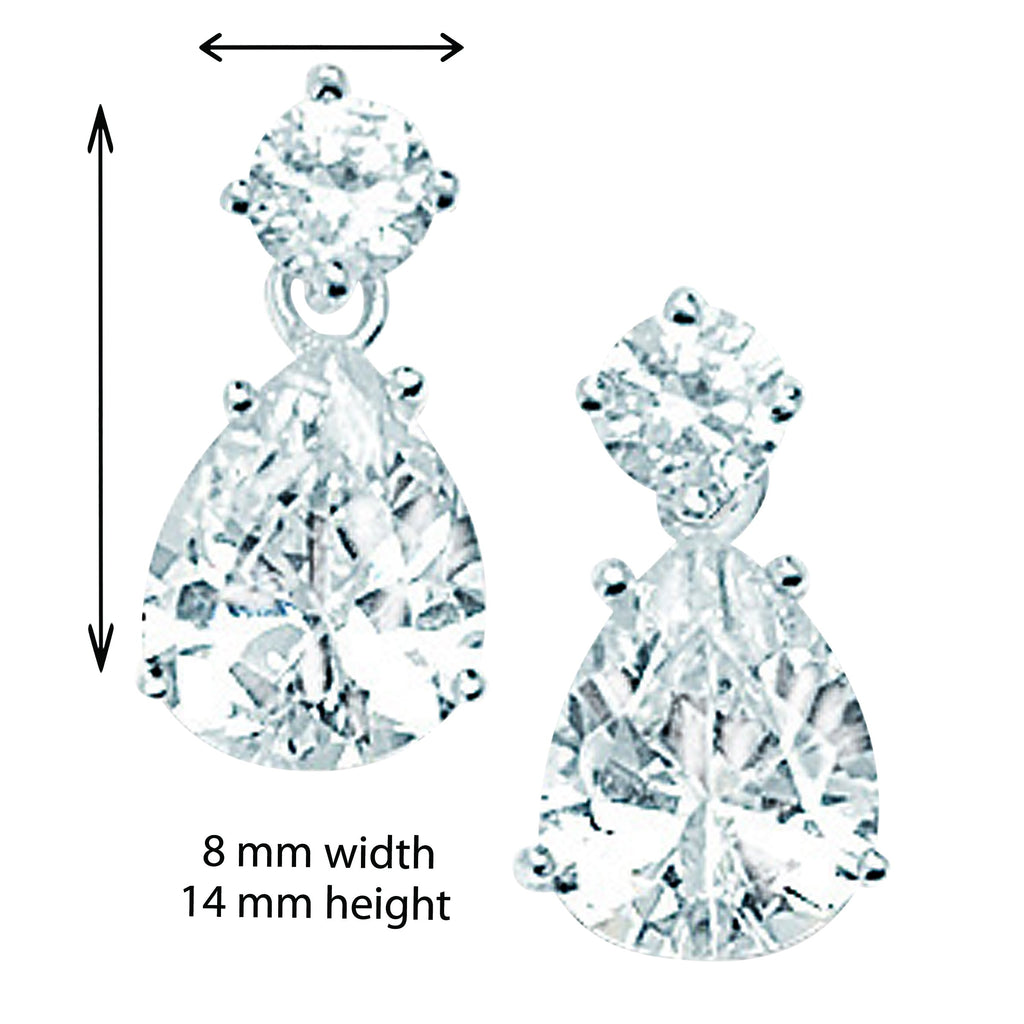 Sterling Silver Cubic Zirconia Pear Drop Earrings - Hypoallergenic Sterling Silver Jewellery for Ladies by Aeon