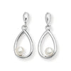 Sterling Silver Oval Drop Earrings with Synthetic Pearl.  Hypoallergenic Silver Jewellery for women by Aeon