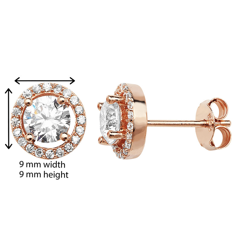 Rose Gold Plated Earring with White Cubic Zirconia  - Hypoallergenic Sterling Silver Jewellery for Women