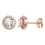 Rose Gold Plated Earring with White Cubic Zirconia  - Hypoallergenic Sterling Silver Jewellery for Women