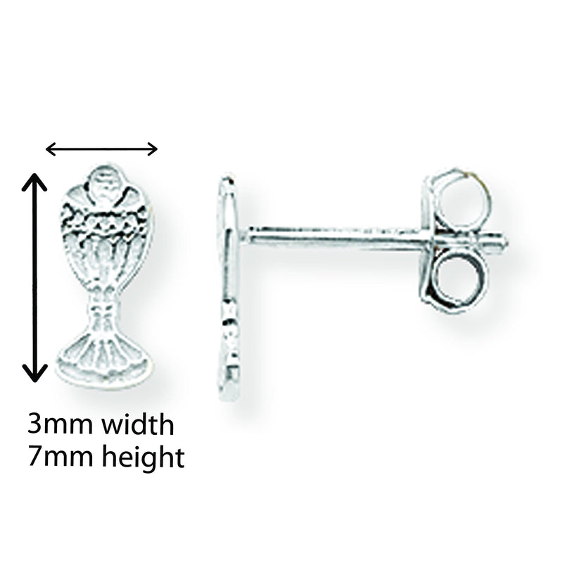 Sterling Silver Host Chalice Stud Earrings.  7mm * 3mm 925  Hypoallergenic Earrings For Women