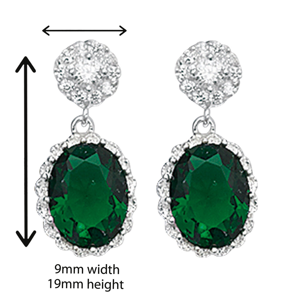 Emerald Round Drop - Hypoallergenic Silver Jewellery for women by Aeon
