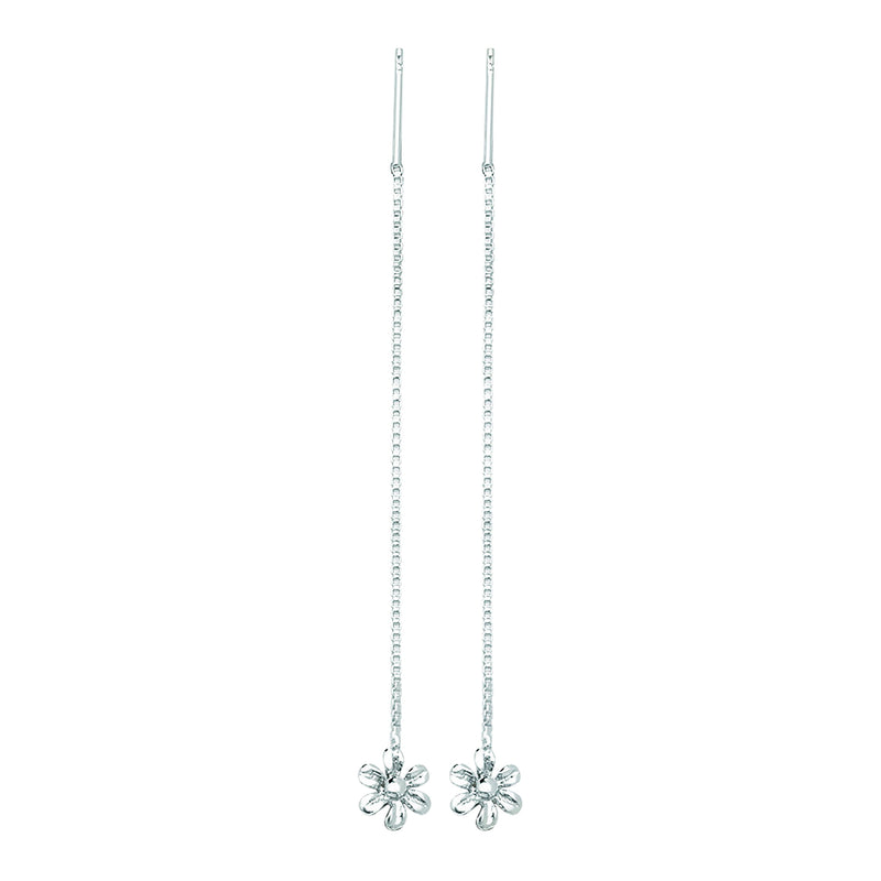 Pull Through Daisy Drop Earring - Hypoallergenic Silver Jewellery for women by Aeon