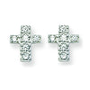 Small Cubic Zirconia Cross Stud Earrings. Hypoallergenic Silver Stud Earrings for Women