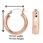 Sterling Silver Rose Gold Plated Round Sleeper Hoop Earring - Hypoallergenic Jewellery for Ladies by Aeon- 19mm * 19mm