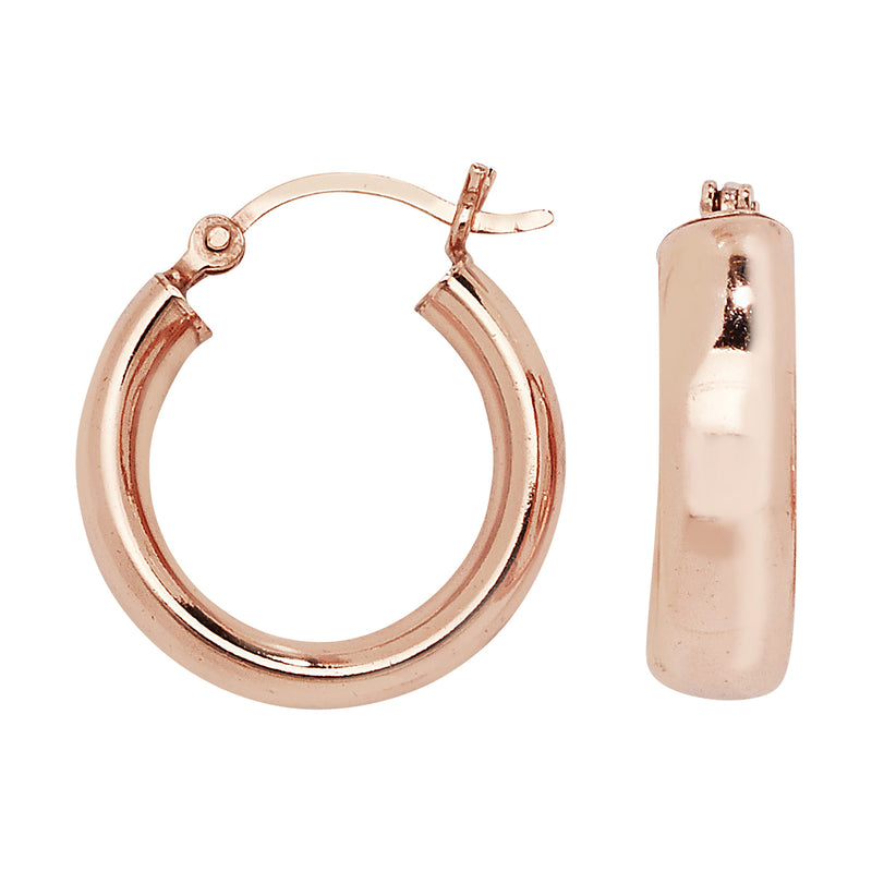 Sterling Silver Rose Gold Plated Round Sleeper Hoop Earring - Hypoallergenic Jewellery for Ladies by Aeon- 19mm * 19mm
