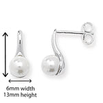 Sterling Silver Pearl Drop Earring. Hypoallergenic Silver Jewellery for women by Aeon